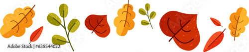 Line floral autumn leaves divider border banner decoration