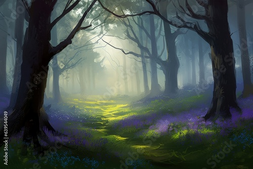 Bluebell forest magical. Generate Ai © nsit0108