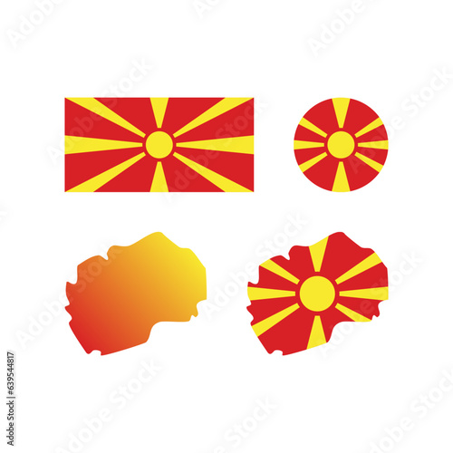 North Macedonia national map and flag vectors set....