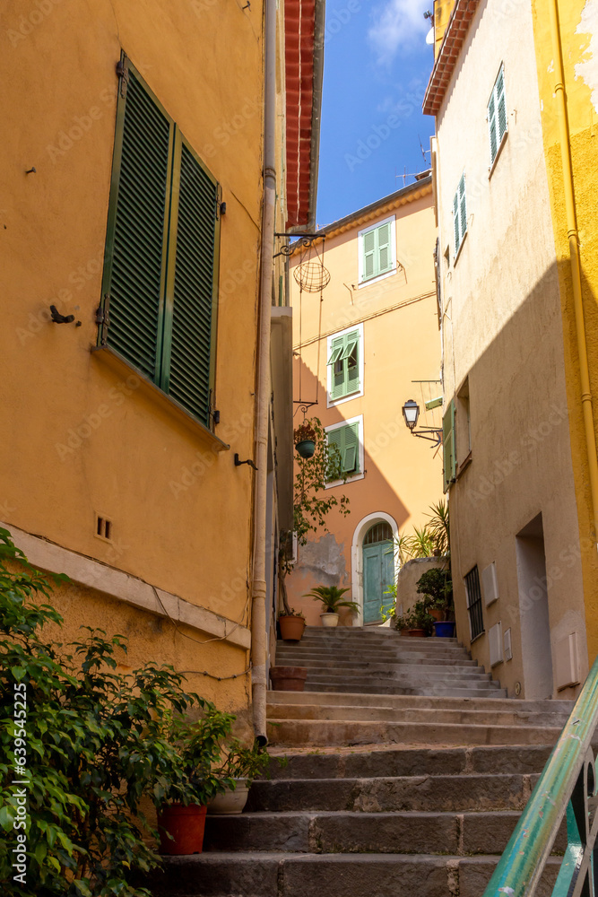 Steps and narrow street in Villefranche sur Mer