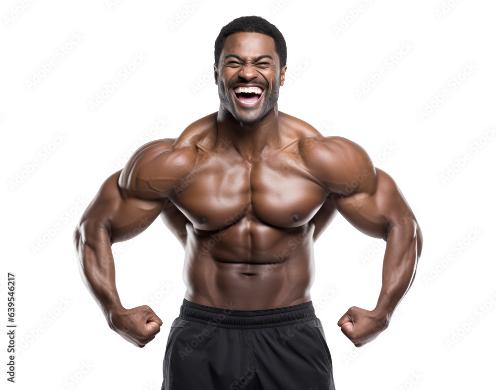 Happy bodybuilder showing off his body, cut out Happy bodybuilder showing off his body, cut out