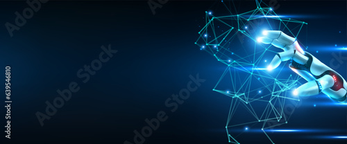 Digital transformation conceptual for next generation technology era. Deep learning, machine learning. Big data network connection, Science and artificial intelligence technology, futuristic. Vector.