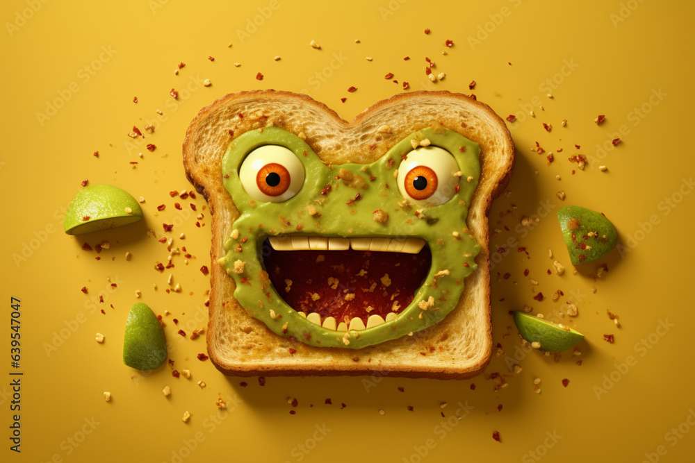 3D Avocado Toast Art - Emojis Meet Breakfast Delight