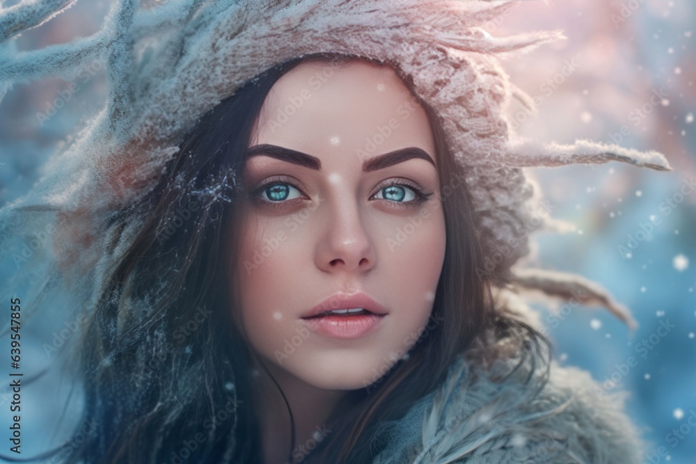 Frozen winter girl. Generate Ai