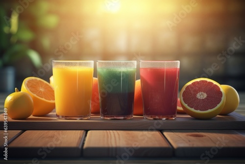 Fresh juices desk smoothies. Generate Ai
