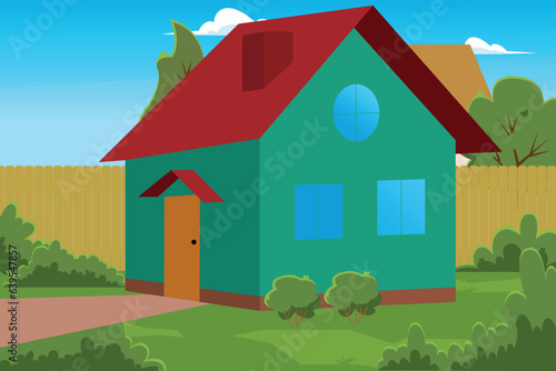 cartoon green house farm vector 