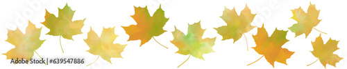 Autumn vector watercolor set with isolated maple leaves. Back to school. Golden autumn. Multicolor kids ornament for wrapping, postcard, poster, flyer. Colorful painted hand drawn fall illustration.