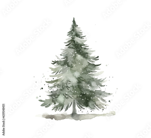 Christmas tree in trendy farmhouse style. Watercolor. Vector illustration design. photo
