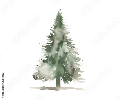 Christmas tree in trendy farmhouse style. Watercolor. Vector illustration design.