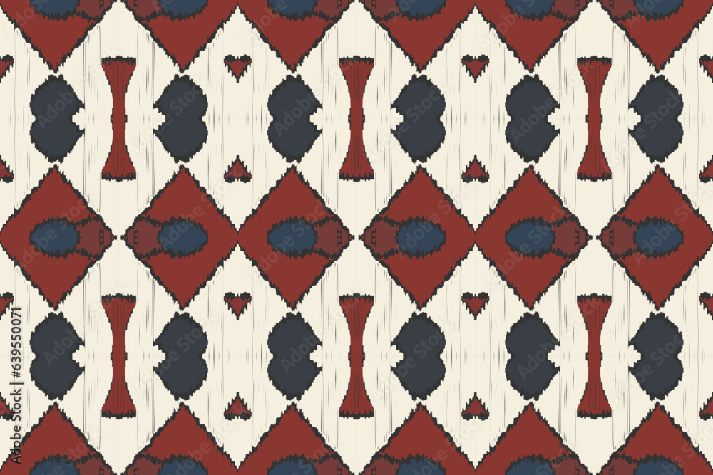 Fototapeta premium Motif Ikat Seamless Pattern Embroidery Background. Ikat Chevron Geometric Ethnic Oriental Pattern traditional.aztec Style Abstract Vector design for Texture,fabric,clothing,wrapping,sarong.