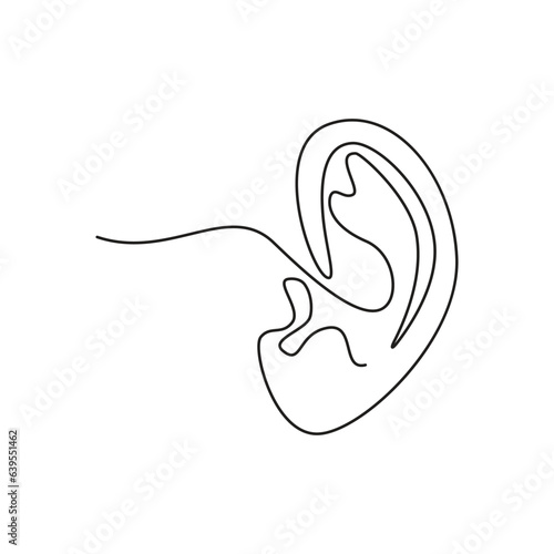 Ear one line. Vector drawing.
