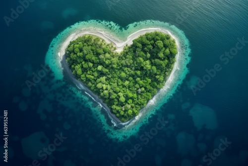 Heart island shape summer. Generate Ai © nsit0108
