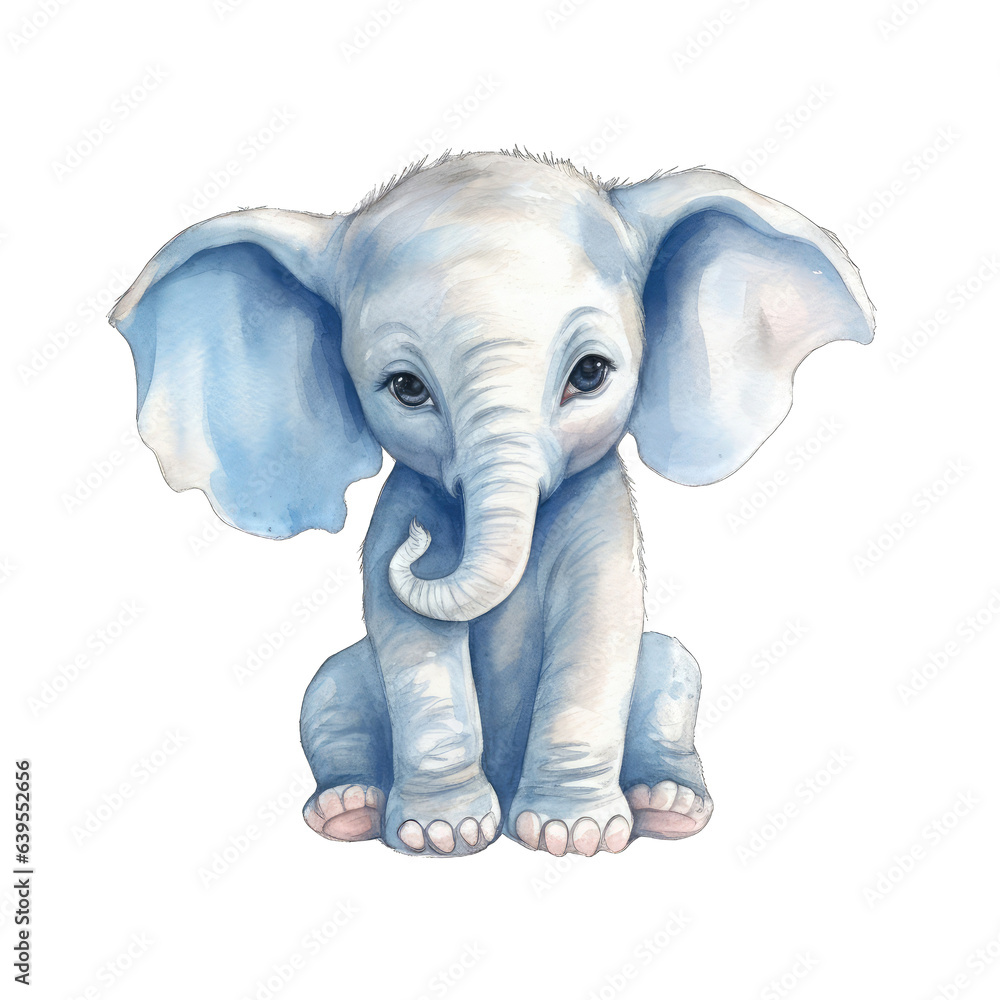 Sweet and Playful Elephant Calf Art isolated on transparent background png - Generative AI