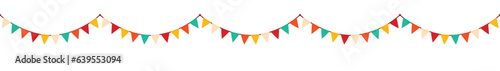 Festive flag garland vector illustration. Retro buntings in simple