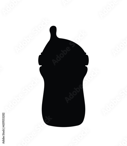 Newborn feeding bottle silhouette, milk baby bottle icon