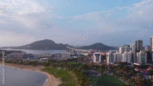 Vista aérea da Praia do Canto mostrando a Curva da Jurema, Terceira Ponte, Convento da Penha e o Morro do Moreno. Vitória, Espírito Santo, Brasil. photo