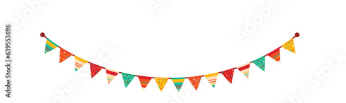 Festive flag garland vector illustration. Retro bunting in simple flat