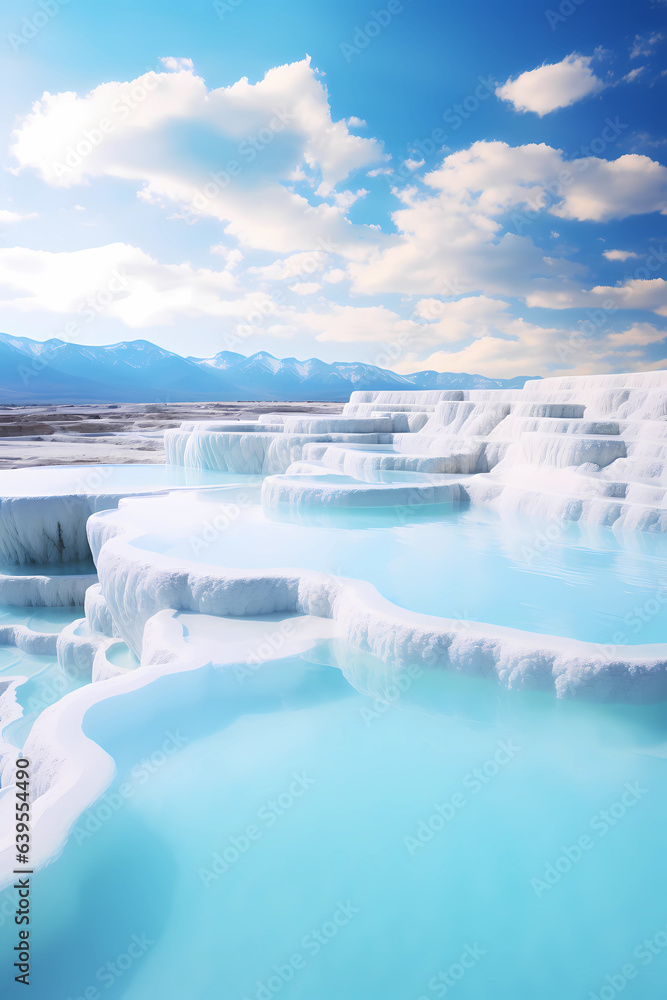 Illustration of a beautiful view of the travertines