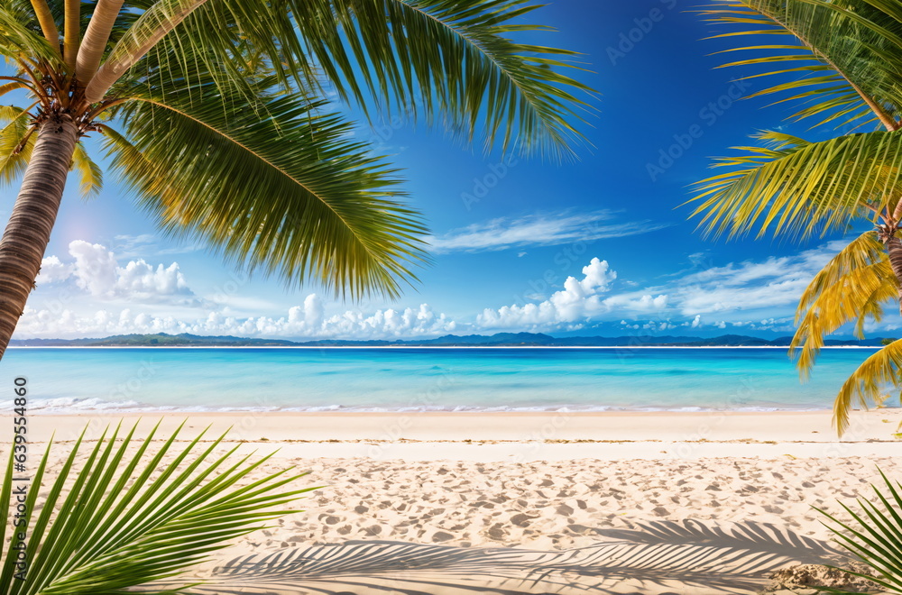 Serenity by the Sea: Palm Trees and Azure Waters on a Tropical Beach