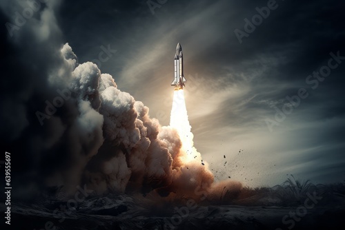 Rocket launch takeoff dramatic. Generate Ai