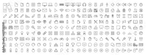 Office Workspace Outlined Vector Icon Megapack Set Transparent Background PNG Editable Stroke EPS AI
