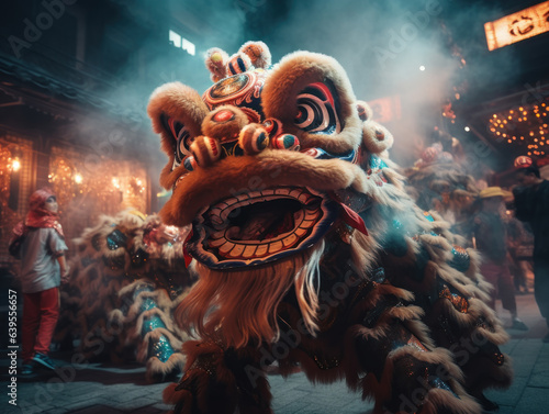 Celebrate the festive Chinese New Year with Lion dance (Barongsai) in the middle of the crowd