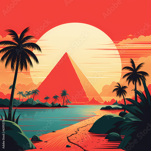 Illustration of a beautiful view of the Egyptian pyramids  Egypt