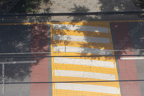 Road bumps in the middle of the road, reduce speed. photo