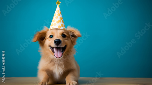 happy birthday funny. Cute dog celebrating birthday