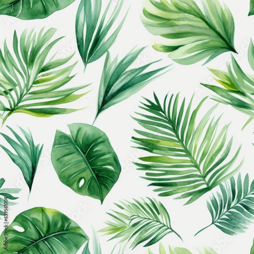 Watercolor seamless pattern leaves. Generated AI.