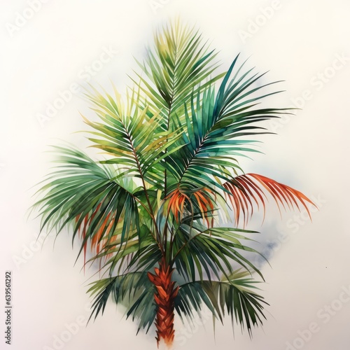 Watercolor palm. Generated AI. © reznik