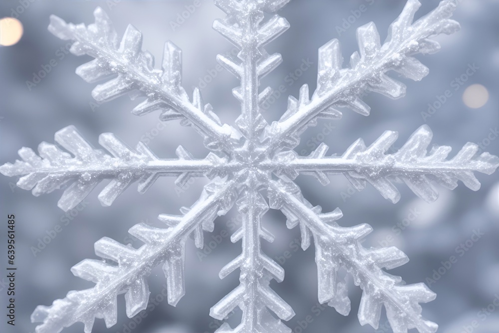 Macro snowflake. AI generated illustration