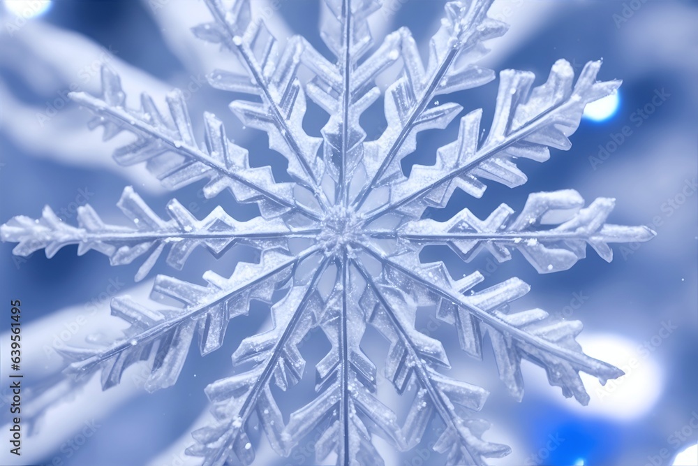 Macro snowflake. AI generated illustration