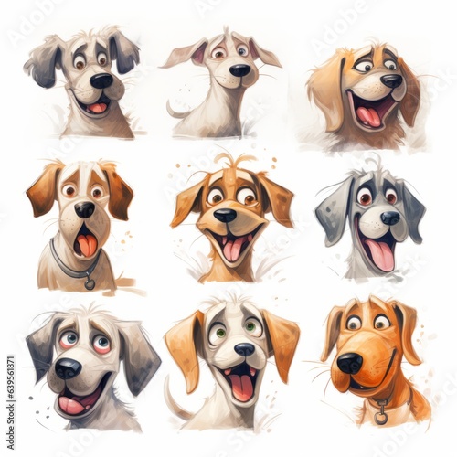 Dogs cute emotions set. Generated AI. © reznik