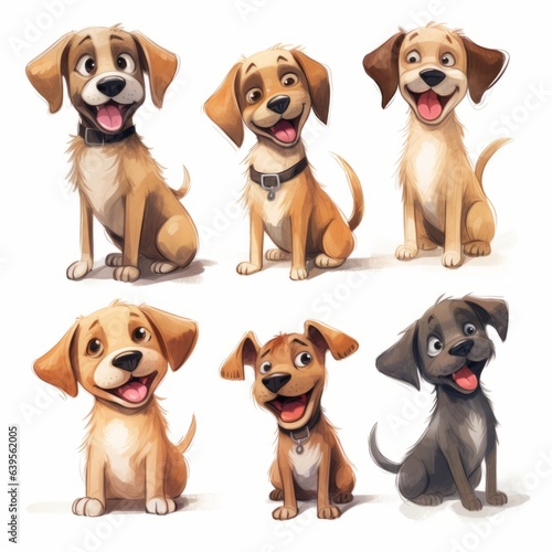 Dogs cute emotions set. Generated AI. © reznik