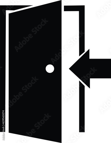 black Door Icon in trendy flat style isolated on white background. Open door symbol for your web site design, logo, app, UI. entrance door icon.