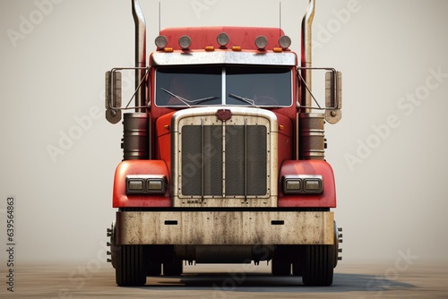 Front view of an isolated semi truck. Generative AI