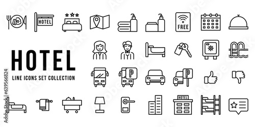 Hotel thin line web icon set. Outline icons collection. Simple vector illustration