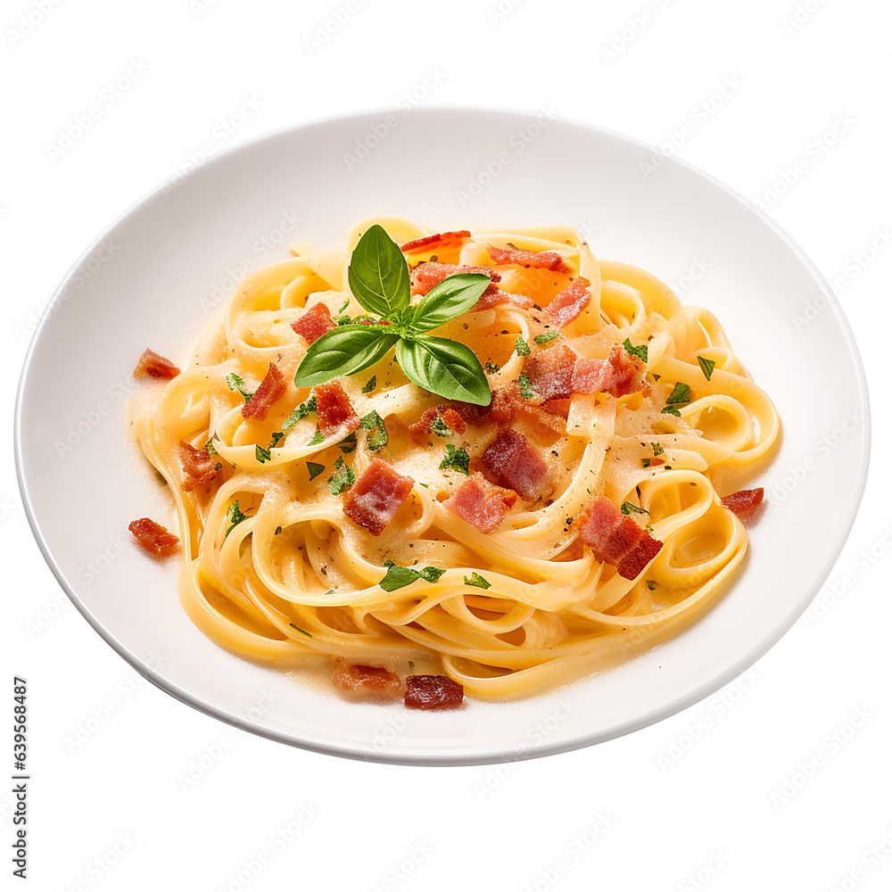 spaghetti with tomato sauce and basil, Created with Generative AI