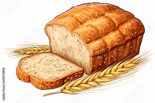 Illustration of whole wheat bread, isolated food drawing on transparent background. Generative AI