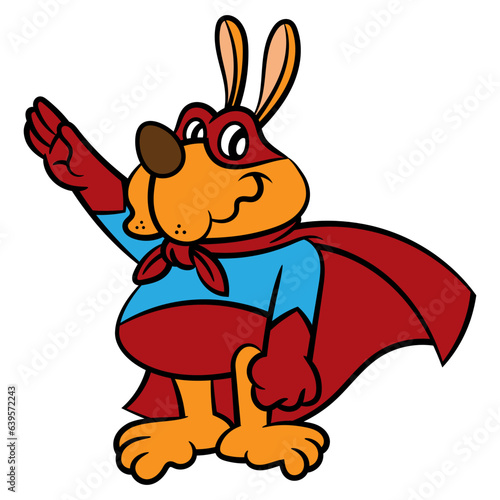 Cartoon illustration of Little Puppy wearing mask and superhero capes and get ready to rescue people's. Best for mascot, sticker, and logo with superhero themes