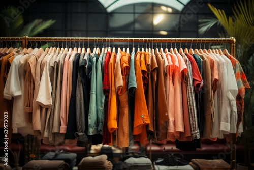 Modern boutique displays clothing on hangers, defining a stylish clothes shopping experience.