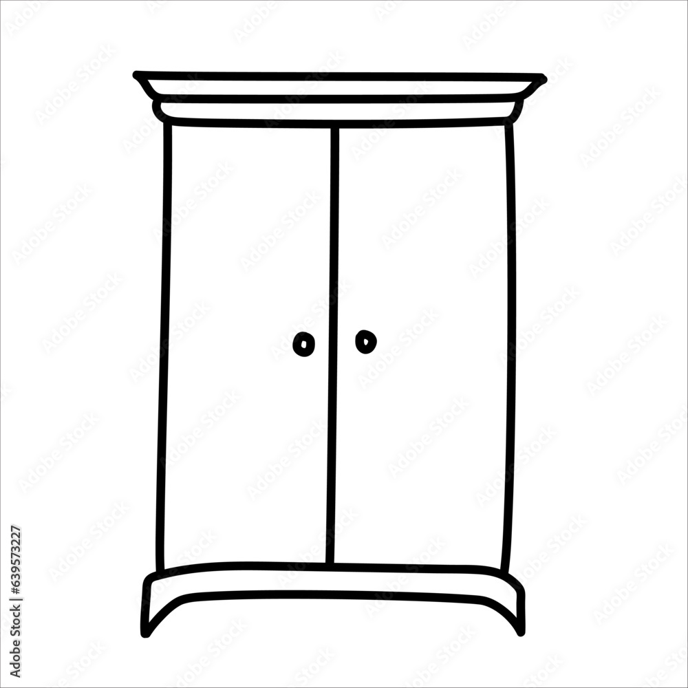 Wardrobe vector doodle hand drawn illustration isolated on white Wardrobe vector doodle hand drawn illustration isolated on white