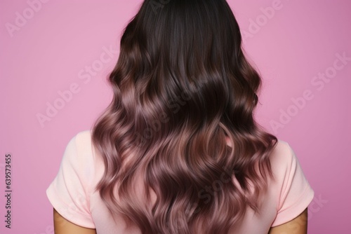 Stunning hair evolution Pink background contrasts before-after, highlighting health, shine, and volume.