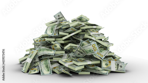 Big pile of US dollar notes. A lot of money isolated on transparent background. bundles of cash, dollars, usd, usa, heap of money photo