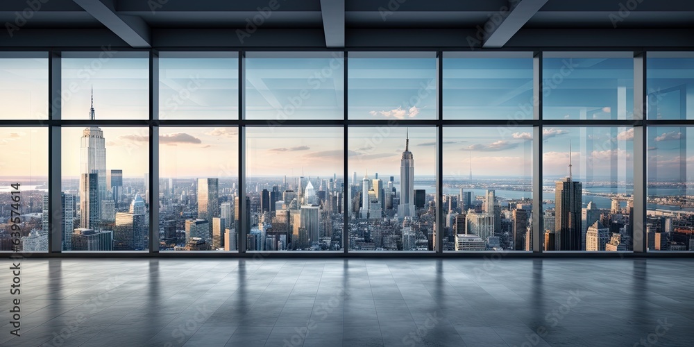Cityscape elegance. Contemporary office. Room window with skyline view. Sleek skyscraper interiors. Bright city office perspective. Downtown luxury Cityscape elegance. Contemporary office. Room window with skyline view. Sleek skyscraper interiors. Bright city office perspective. Downtown luxury