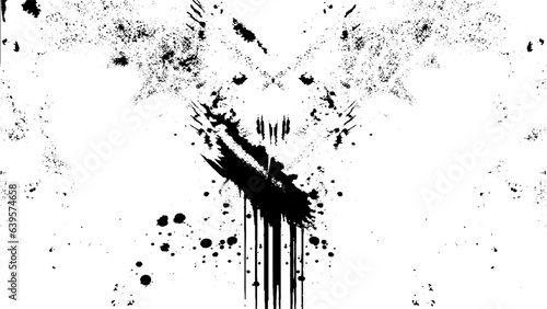 Black blobs isolated on white. Ink splash. Brushes droplets. Grainy texture background. Abstract surface dust and rough dirty wall background concept. 