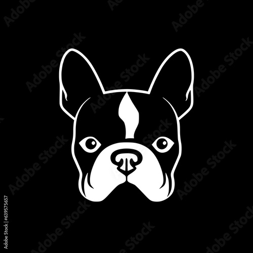 simple french bulldog cute pet animal black white color logo vector illustration template design