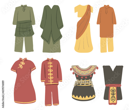 Illustration of Malaysia Traditional Clothes