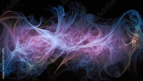 Color smoke abstract background. Cold and hot contrast. Defocused blue red contrast. Vapor floating cloud texture. Generative AI